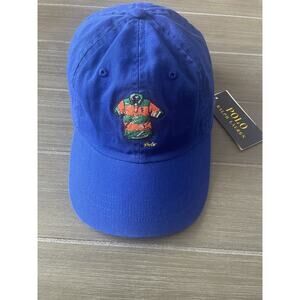 Ralph Lauren Polo Hat Cap Leather Strapback Mini Polo Shirt Embroidery Blue